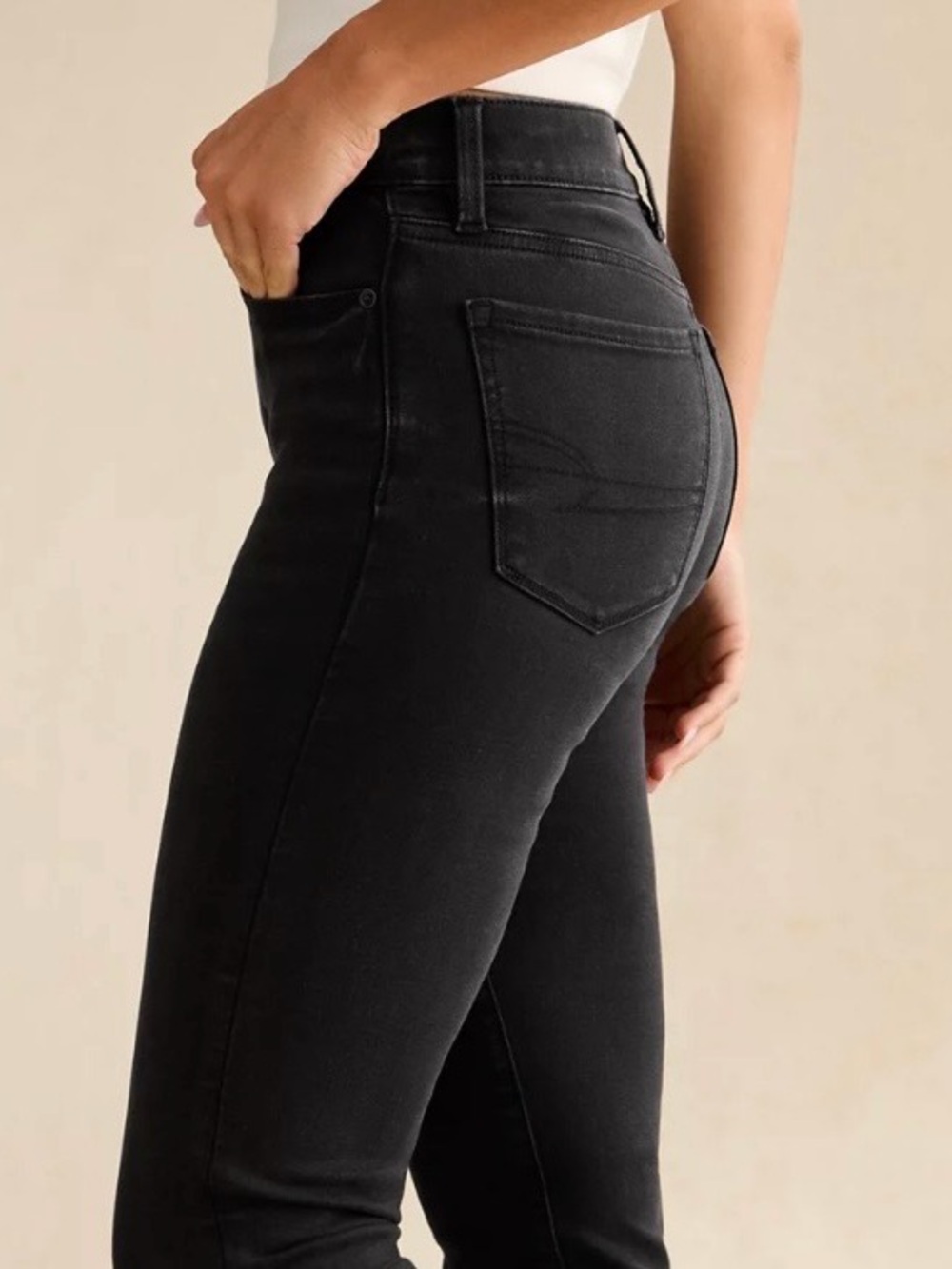 American Eagle High-Waist Black Denim Skinny Jeans Long